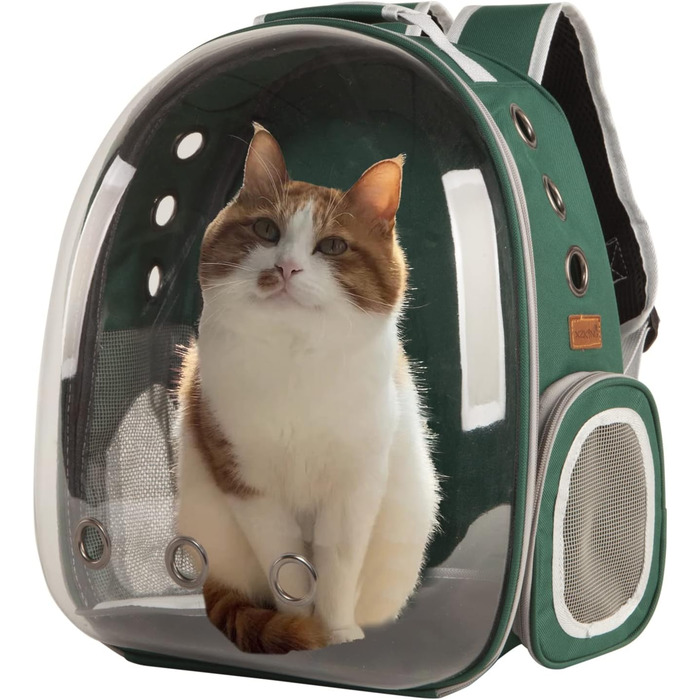 Прозорий рюкзак-переноска для котів і собак KatzenRucksack, космічна капсула, авіа-дозволена, для подорожей, транспортування тварин, бульбашковий дизайн