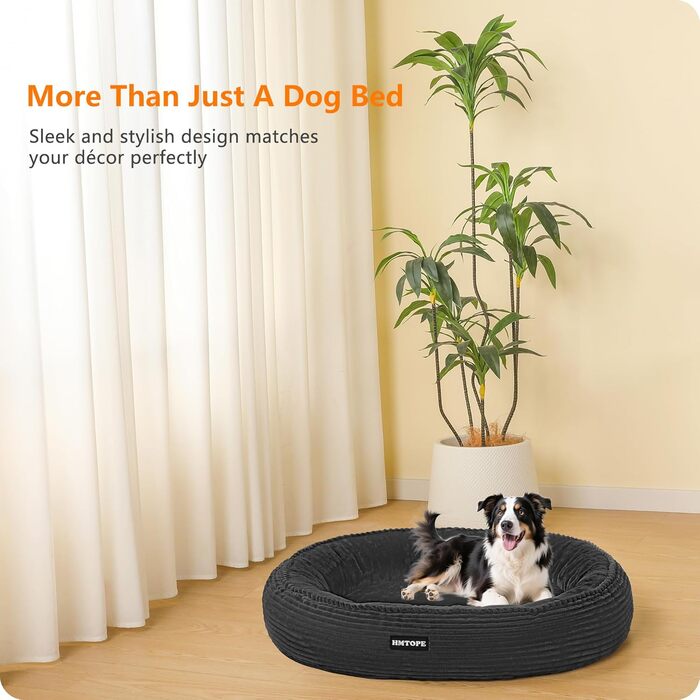 Кругле ліжко для собак середніх порід, котяче ліжко, м'яке, зручне, корзина для собак, донат, ліжко для собак, знімний, антиковзаючий, Ø 80 см, темно-сірий, розмір 80 x 80 x 20 см