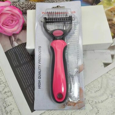Щітка для видалення ковтунів у котів та собак, двостороння, для грумінгу, довговолої шерсті (сталевий гребінь)