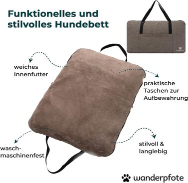 Ортопедичне собаче ліжко для подорожей – зручне та сертифіковане (OekoTex, GSR) – коричневе, розмір L