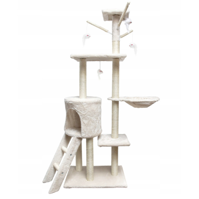 Високий когтеточка-комплекс із лежаком та стовпчиком для кігтів, вежа Pet HOBBY 101 — 160 см