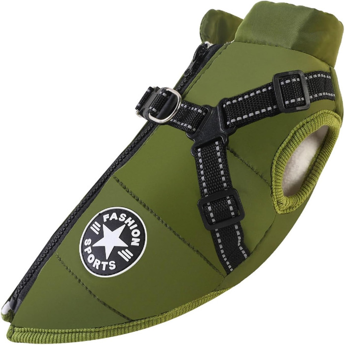 Водонепроникний собачий дощовик Extreme 2.0 з шлейкою, тепла зимова куртка для собак з відбивачами, дихаюча жилетка для собак маленьких та середніх порід (зелений, L)