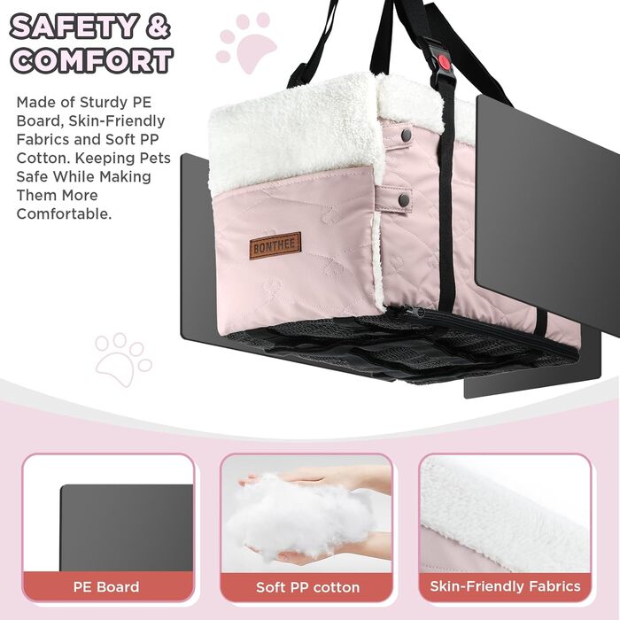 Автокрісло для собак з PU-шкіри, Рожевий колір