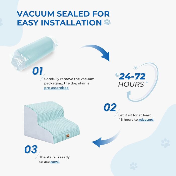 Сходинки для собак та котів, 3 ступені, 40 см, сірі (блакитні), миються, протиковзкі
