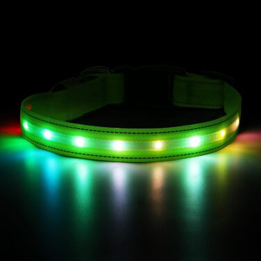Світлодіодна нашийник для собак Feycig з USB-зарядкою - водонепроникний, регульований, 3 режими, для малих, середніх та великих собак (світло-зелений, L(48-60см))