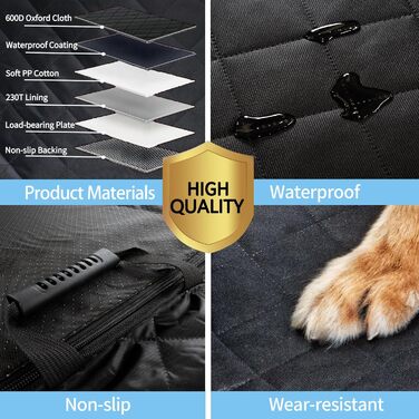 Підстилка для собак у машину: розширювач заднього сидіння, водовідштовхувальна, з кишенями та сіткою