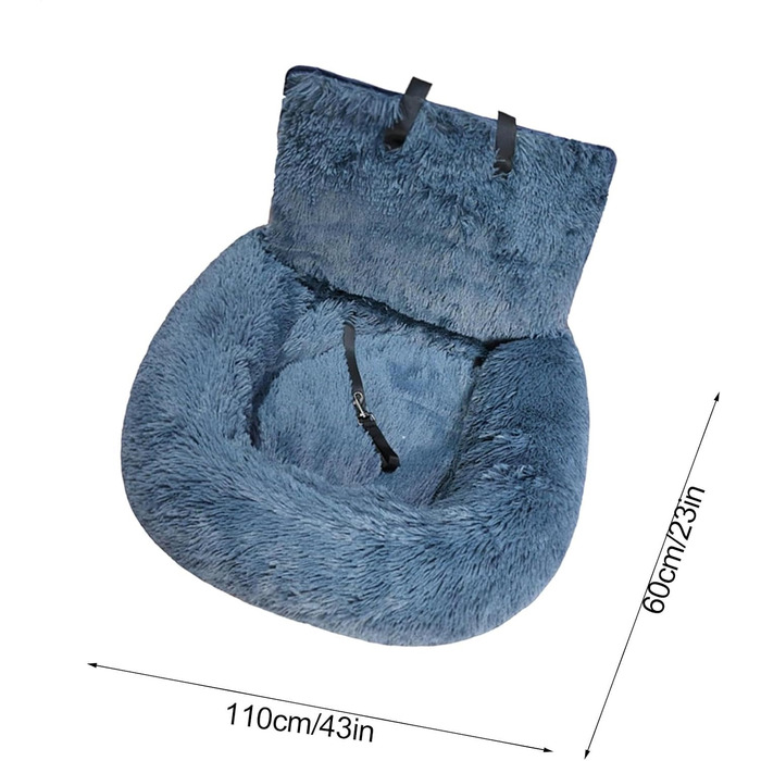 Автокрісло для собак, лежанка для собак у машину, авто лежанка для тварин, автокрісло для собак Fluff-y з ременем безпеки, авто лежанка для собак, автокошик для собак, знімне та пральне автокрісло для собак маленьких, середніх та великих (темно-сірий, вел