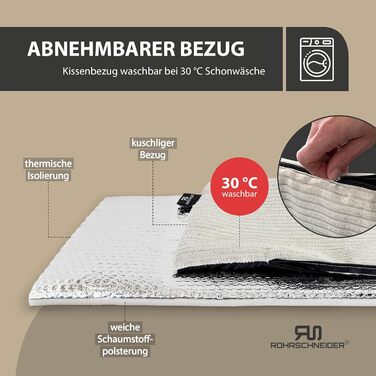 Килимок-ліжко для котів Rohrschneider з підігрівом, з антиковзною підкладкою, з тканини корд, 90 x 29 см (бежевий)