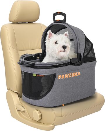 Автокрісло для тварин PAWZIDEA - сіре, до 15 кг, знімні та миючі подушки