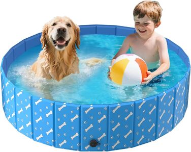 Басейн для собак великих порід LTFIOON, 120x30 см, складаний, з дренажним клапаном, з неслизького PVC, для собак, котів та дітей