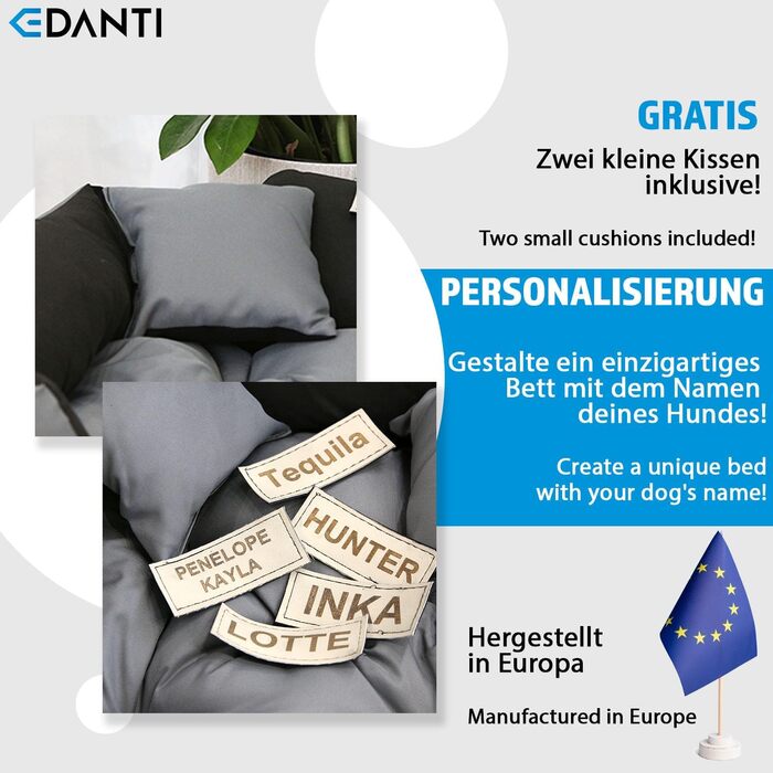 Крісло-ліжко для собак та котів з іменем, сіре, 75x65 см - L/XL