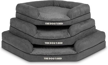 Ортопедичне ліжко для собак з memory foam, водонепроникне, кутове, середнього розміру, чорний плюш, для собак з артритом та дисплазією кульшових суглобів, терапевтичне та підтримуюче