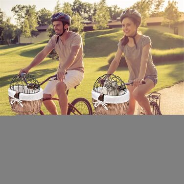 Плетенний велосипедний кошик для собак і котів | Велосипедна переноска для тварин з металевим захистом | Підходить для прогулянок та подорожей