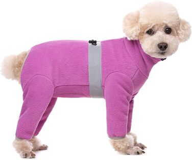 Теплий флісовий одяг для собак, зимовий, з довгими рукавами, для чотирилапих, регульований, для собак малих та середніх порід, розмір XS (фіолетовий)