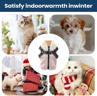 Зимний теплий нашийник-манжетка для собак з отвором для повірця, тепла куртка для собак з поліестеру, зелено-білий та рожево-білий кольори