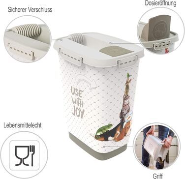 Контейнер для корму Rotho MyPet Cody 10л з кришкою та клапаном, BPA-free, антрацит/білий