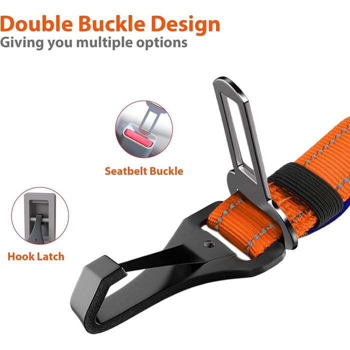 Ремінь безпеки для собак IOKHEIRA, регульований, для автомобіля, універсальний з'єднувач, оранжевий