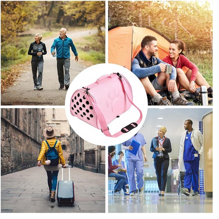 Транспортна сумка для котів Ruwshuuk | Легка сумка для вигулу цуценят та маленьких собак, для подорожей, відпочинку на природі, авіаперельотів, ветеринара, міста, рожева