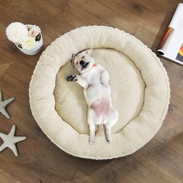 Кругле ліжко для собак та котів Feandrea, Ø 65 см, сіре, 65 x 65 x 12 см