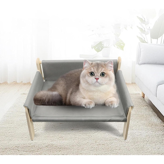 Підвищене ліжко для домашніх тварин з дерев'яним каркасом, софа для котів знімний чохол, стабільне підвищене ліжко для собак, софа для собак з дерев'яним каркасом, підвищене ліжко для собак маленьких порід, меблі для домашніх тварин з натурального дерева 