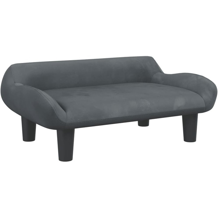 М'яке ліжко для собак та котів з велюру, 70x40x24 см, темно-сірий колір