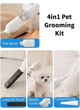 Набір для догляду за собакою з пилососом, видалення шерсті собак та котів, 4200Pa, 3 насадки, низький шум