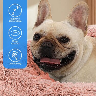 М'яке ліжко для собак та котів Doughnut Ø70см, рожеве. Зручне, неслизьке, для цуценят та великих, середніх та маленьких собак (до 17.5кг). Легко миється.