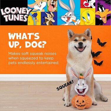 Іграшки для собак LOONEY TUNES, набір з 12 шт., плюшеві, з пищалкою, у вигляді персонажів: жук, кролик, пташка Твіті, тасманський диявол, 15,2 см