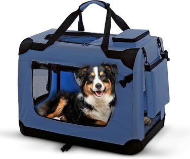 Транспортний бокс для собак та котів PET VIOLET, складаний, 70x52x50 см, блакитний