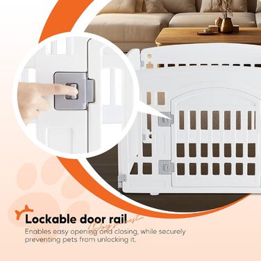 Клітка для собак HealSmart 4-панельна, 61 см, пластик, складана, портативна, біла. Безпечний загін для собак маленьких та середніх порід, для дому та вулиці