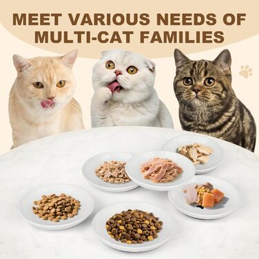 Керамічні миски для котячого корму – 8 шт. для вологого корму, неслизький, миється в посудомийній машині, для котів та кошенят