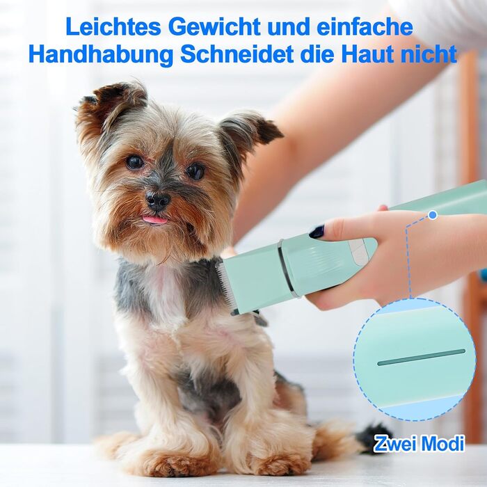 Набір для стрижки котів Dufuso Leise Schermaschine: 4 в 1, LED-підсвічування, професійний триммер для собак та котів, для догляду за лапами, очима, вухами, обличчям та тілом (білий/зелений)