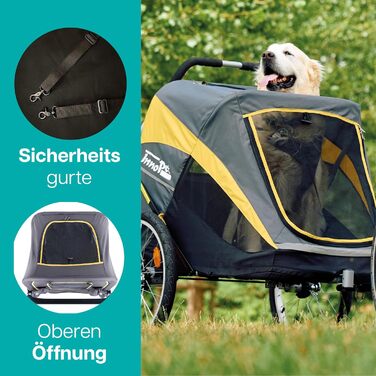 Візок для собак Innopet Hercules 2.0, жовто-сірий - міцний, до 50 кг, з дощем, колеса 45см, EFA колеса