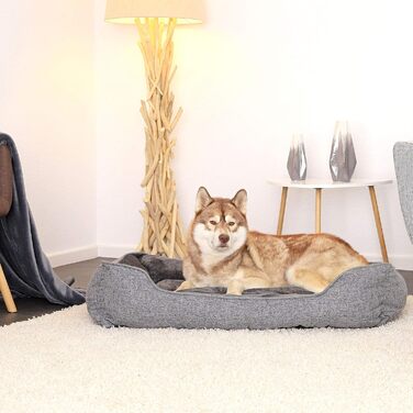 Килимок для собак Lionto знімний, сірий, 110x80 см. М'яке ліжко для домашніх тварин з комфортним входом, з антиковзким дном