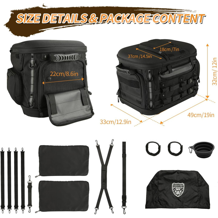 Транспортна сумка для собак та котів UALLIN, водонепроникна, для мотоциклів Harley-Davidson (Road Glide, Street Glide, CVO, Road King, Touring, Trike), Can-Am з багажником, до 9 кг, чорна