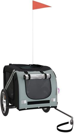 Фургон для собак VidaXL – переносний, з відбивачами та прапорцем, до 45 кг, Oxford-тканина, сірий (125 x 63 x 66 см)