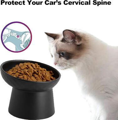 Керамічна годівниця для котів з підняттям, нахилена, для їжі та води, без стресу, запобігання зворотному потоку, придатна для миття в посудомийній машині та мікрохвильовій печі, без свинцю та кадмію