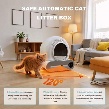Самоочисний автоматичний лоток для котів з інфрачервоним датчиком, 74 л, білий