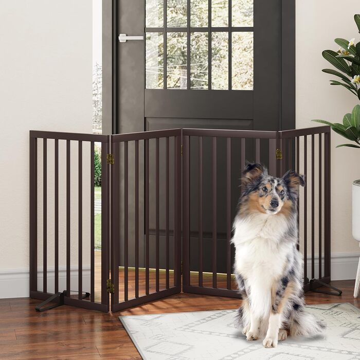 Захисне ґратка для собак з бамбука, перегородка для кімнати, 3 панелі, ширина 55