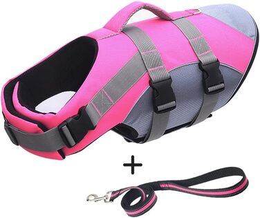 Жилет для собак - рятувальний жилет для плавання, світловідбиваючий, для собак середніх та великих порід, рожевий (L)