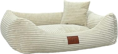 Лежак для собак Leo4dog Cord, знімний та праний чохол, бежевий, XL 115x90 см – м'яке ліжко для малих, середніх і великих собак