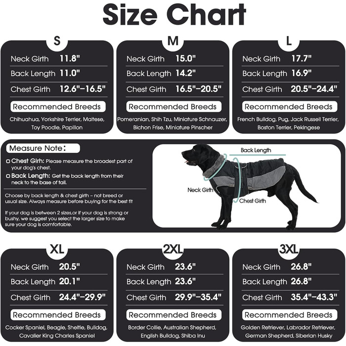 Водонепроникний зимовий теплий накидка для собак QBLEEV, чорний, середній розмір, фліс, регульований, з відбиваючими елементами