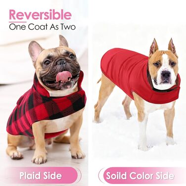 Теплий зимовий одяг для собак великих порід AOFITEE: куртка з отвором для шлейки, кишені, захист живота, червоний, розмір XL