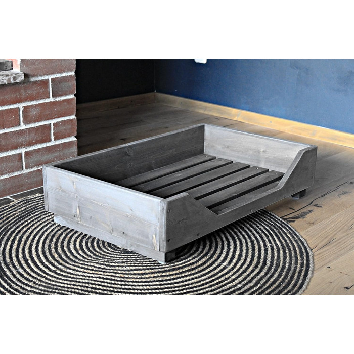 Ліжко для собак Dekorie з масиву хоза - 60-110 x 40-60 см - чорний кошик/софа для собак та котів (vintage)