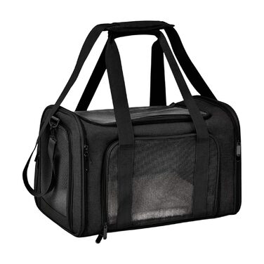 Транспортна переноска для собак та котів, чорна. Складана переноска для тварин, зручна сумка-переноска для маленьких собак та котів.