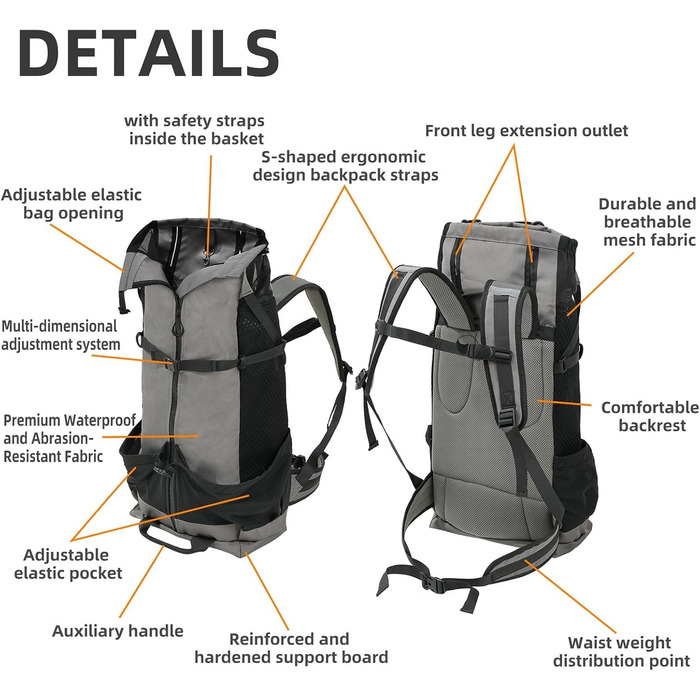 Рюкзак для тварин, рюкзак для собак з великим регульованим відділенням, кліпса від випадання шерсті, аксесуари для тварин