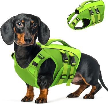 Рятувальний жилет для собак Queenore, регульований, з ручкою, для дачників, французьких бульдогів, для катання на човні, серфінгу, каякінгу