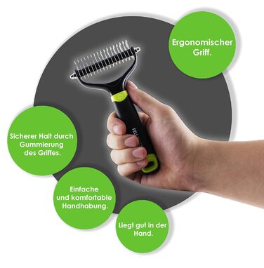 Щітка для собак з довгою шерстю FELL IN LOVE для видалення підшерстка | Щітка для підшерстка собак та котів | Щітка для видалення шерсті зеленого кольору