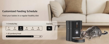 Автоматична годівниця Balimo для котів та собак з нічним підсвічуванням, чорна, 3 л