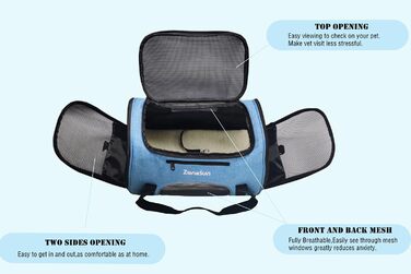 Трансформер-переноска для котів, кошенят, собак, цуценят ZaneSun, блакитна, для подорожей літаком, з сіткою, витривала